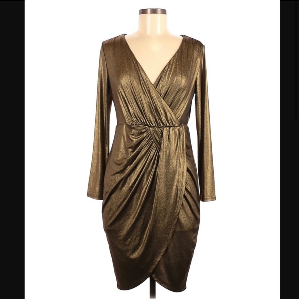 Thalia Sodi Dress Metallic Faux Wrap 📍SOLD📍